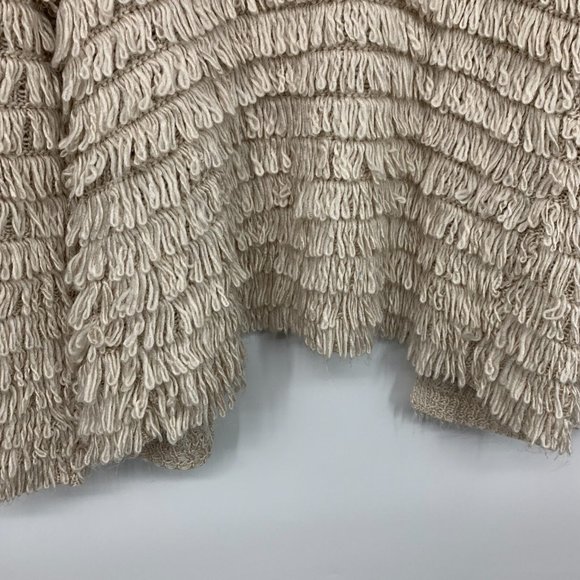Cato Cardigan Womens Size Medium Beige Fringe Open Front Knit Boho - Picture 7 of 7